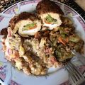 El cooksnap de Cristina villagran cuando hizo Milanesa de pollo empanizado relleno de verduras.