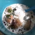 Geeta Khurana's cooksnap of when they made Moong dal dahi bhalla.
