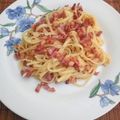 El cooksnap de Eva Martinez cuando hizo Tallarines con salsa de quesos, bacon y huevo cocido.