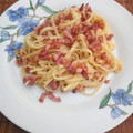 El cooksnap de Eva Martinez cuando hizo Tallarines con salsa de quesos, bacon y huevo cocido.