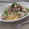のだまゆみ's cooksnap of when they made 五右衛門風 豚しゃぶと水菜の和風パスタ☆.