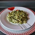 El cooksnap de ampydelcarmen cuando hizo Fettuccini al pesto con queso 🧀 parmesano.