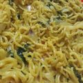 Mrs Oluwakunmi's cooksnap of when they made Noddles with scent leaves.
