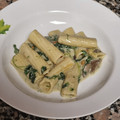 El cooksnap de Selena Grimes Rodriguez cuando hizo Rigatoni con salsa de Cabrales, espinacas y setas.