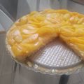 El cooksnap de Isidora Mella cuando hizo Tarta de durazno con pastelera y Chantilly.