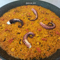 El cooksnap de Encar cuando hizo Arroz con pulpo y sobrasada ibérica.
