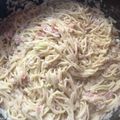 El cooksnap de rikie cuando hizo Spaghetti con jamón.
