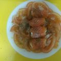 El cooksnap de Agnese Prijón cuando hizo Rollitos de salmón ahumado y queso sobre carpaccio de tomate.