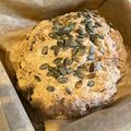 Sonia's cooksnap of when they made Gluten-Free, No-Knead Buckwheat Chia Bread (w/ pumpkin seeds).