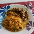 El cooksnap de Mila De La Fuente cuando hizo POLLO🍗Mostaza y Tallarines de🥒Calabacín y Zanahoria🥕...!😋.