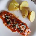 El cooksnap de IVJ89 cuando hizo Salmón en salsa de tomate picante y tahini.