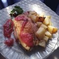 El cooksnap de Bluwur cuando hizo Muslos de pollo al horno con salsa de frutilla.