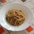 El cooksnap de Javier Jorquera cuando hizo Espaguetis integrales al pesto con gambón.