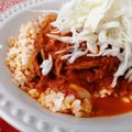 El cooksnap de Bibi García cuando hizo Morisqueta con carne de res en salsa guajillo.