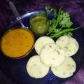 Vaishali Arora's cooksnap of when they made Idli sambar with coconut chutney.