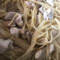 El cooksnap de Michelle Gamboa cuando hizo Espagueti con pollo en salsa blanca.