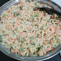 El cooksnap de Javier cuando hizo Sopa fría de  Coditos con pollo y vegetales.