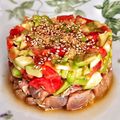 El cooksnap de Juan Carlos cuando hizo Tartar de atún con aguacate, tomate, cebolla y espinacas.