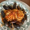 M's cooksnap of when they made Pasta with mussels and tomatoes.