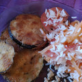 El cooksnap de Tefi Velazquez cuando hizo Milanesa de berenjena con ensalada de rúcula.