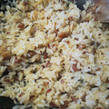 El cooksnap de Mili cuando hizo Arroz con Pollo, Pasas y Cebolla, Arroz exótico.