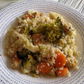 El cooksnap de Marina cuando hizo Bulgur con pollo, verduras al vapor y manzana.