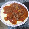 El cooksnap de Maria Orellano cuando hizo Polenta con chorizos.