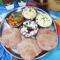 Madhu Jain का कुकस्नैप जब उन्होंने कूटू पूरी (फलाहारी थाली) बनाया था।