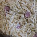 El cooksnap de Tere Zavala cuando hizo Spaghetti en salsa blanca.