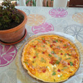 El cooksnap de Sandra cuando hizo Pizza con pisto y queso provolone.