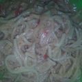 El cooksnap de Noe Dominguez cuando hizo Guiso de fideos con tuco de pescado.
