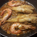 El cooksnap de maria cuando hizo Colas de rape y gambas rojas con ajos tiernos.