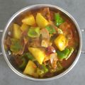 Dr. Pushpa Dixit का कुकस्नैप जब उन्होंने शिमलामिर्च आलू की सब्जी (shimla mirch aloo ki sabzi recipe in Hindi) बनाया था।