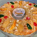 El cooksnap de Paquila74 cuando hizo 👑Roscón de Reyes relleno de crema y frosting de turrón 👑.