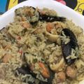 El cooksnap de Andrea Lazzaro cuando hizo Paella con mariscos y pollo.