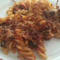 El cooksnap de Mireia Puig cuando hizo Macarrones al horno con salsa de tomate con verduras y carne picada.
