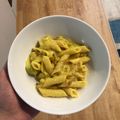 Cooksnap Aśka z czasów, kiedy przygotował Makaron z cukinią w kremowym sosie.