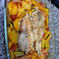 El cooksnap de Teresa Boo cuando hizo Colas de rape con verduras al horno.