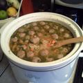 Mike's cooksnap of when they made Slow Cooker Italian Wedding Soup.