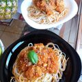 El cooksnap de Aylin Yulianova Mollova cuando hizo Espaguetis con albóndigas de soja texturizada y avena.