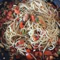 El cooksnap de Jonas Cobos cuando hizo Espaguetis integrales con mejillones.