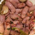 El cooksnap de Carlos Torres cuando hizo Salchichas de pollo con ajos.