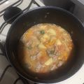 El cooksnap de Oscar Fernandez cuando hizo Bistec de puerco con cebolla y papas en salsa de jitomate.