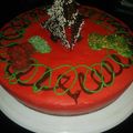 Tina McGhee's cooksnap of when they made White Chocolate Mousse Cheesecake with a Fudge Brownie Crust.
