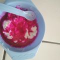 Cooksnap dari Ahwal's Mommy untuk resep Bubur Sumsum Saus Buah Naga - snack mpasi 7m+