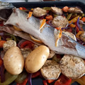 El cooksnap de Sabeliña cuando hizo Lubina al horno con guarnición🐟🐟🐟🍅🍅🥔🥔🧅🧅.