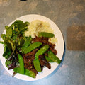 Rick's cooksnap of when they made Crispy Beef with Snow Peas.