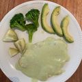 El cooksnap de Oli Gutierrez cuando hizo Pollo con crema de cilantro y verduras.