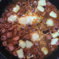 El cooksnap de Emilia S cuando hizo Butifarra con salsa de tomate picante, huevos y patatas al horno.