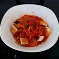 Maureen 😀's cooksnap of when they made Spaghetti with chorizo & Chilli and lemon and pepper flavoured croutons.